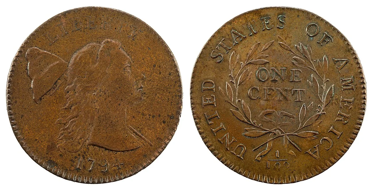 Cent Liberty Cap del 1794, dritto e rovescio